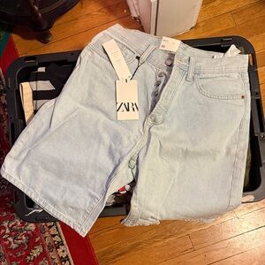 Zara Sky Blue Denim Shorts